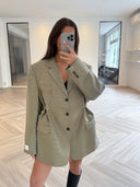 Remade oversized blazer mini checks beige/navy #72:72