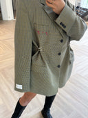 Remade oversized blazer mini checks beige/navy #72:72