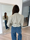 Remade oversized blazer tartan beige #44:44