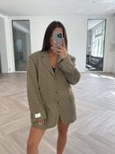 Remade oversized blazer pied de poule yellow/blue/green #44:44