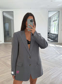 Remade oversized blazer striped grey/blue #01:01