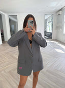 Remade oversized blazer striped grey/blue #01:01