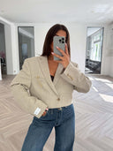 Remade oversized blazer tartan beige #22:22