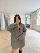 Remade oversized blazer mini checks blue/yellow #33:33