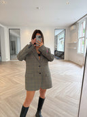 Remade oversized blazer mini checks blue/yellow #33:33