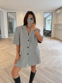 Remade oversized blazer tartan light grey #32:32