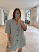 Remade oversized blazer tartan light grey #32:32