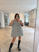 Remade oversized blazer tartan light grey #32:32