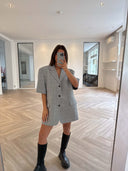 Remade oversized blazer tartan light grey #32:32