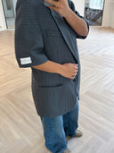 Remade oversized blazer mini checks navy #56:56