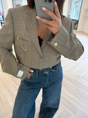 Remade oversized blazer tartan beige #90:90