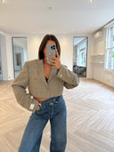 Remade oversized blazer tartan beige #90:90