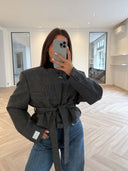 Remade belted blazer tartan dark grey/dark blue #62:62