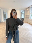 Remade belted blazer tartan dark grey/dark blue #62:62