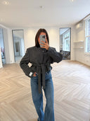 Remade belted blazer tartan dark grey/dark blue #62:62