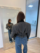 Remade belted blazer tartan dark grey/dark blue #62:62