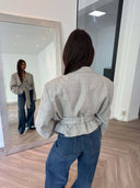 Remade belted blazer tartan light grey #99:99