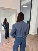 Remade belted blazer tartan blue #72:72