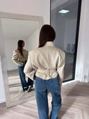 Remade belted blazer tartan beige #83:83