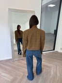 Remade oversized blazer tartan brown #85:85
