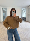 Remade oversized blazer tartan brown #85:85