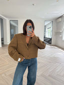 Remade oversized blazer tartan brown #85:85