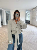 Remade belted blazer tartan light grey #99:99