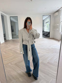 Remade belted blazer tartan light grey #99:99