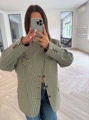 Remade oversized blazer mini checks beige/green #90:90