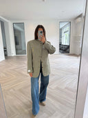Remade oversized blazer mini checks beige/green #90:90