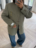 Remade oversized blazer mini checks beige/green #90:90