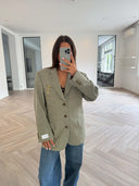 Remade oversized blazer mini checks beige/green #90:90