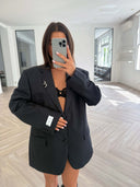 Remade oversized blazer striped anthracite #38:38
