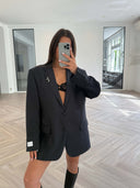 Remade oversized blazer striped anthracite #38:38
