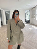 Remade oversized blazer mini checks beige #16:16