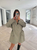 Remade oversized blazer mini checks beige #16:16