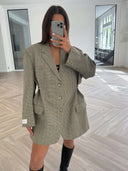 Remade oversized blazer mini checks beige #16:16