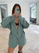 Remade oversized blazer turquoise green #14:14