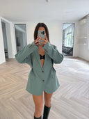 Remade oversized blazer turquoise green #14:14