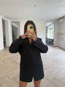 Remade oversized blazer striped anthracite #73:73
