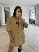 Remade oversized blazer tartan yellow #91:91