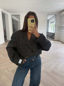 Remade oversized blazer tartan anthracite #60:60