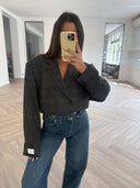 Remade oversized blazer tartan anthracite #60:60