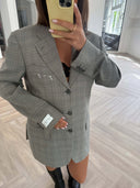 Remade oversized blazer tartan grey #36:36