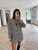Remade oversized blazer tartan grey #36:36