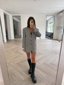 Remade oversized blazer tartan grey #36:36