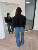 Remade cropped blazer striped black #75:75