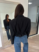 Remade cropped blazer striped black #75:75