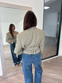 Remade oversized blazer tartan sage green #40:40