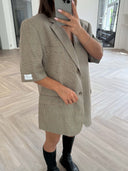 Remade oversized blazer tartan beige #80:80